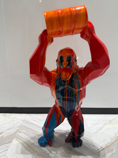 Red Gorilla Sculpture colorful