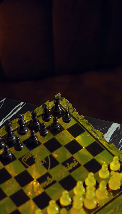 Chess Board Set Lamborghini yellow and black
