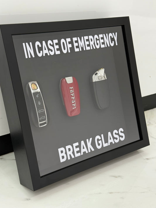 In Case of Emergency Box Frame – Ferrari, Lamborghini & Porsche Keys