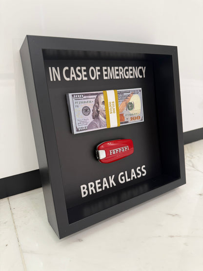 In Case of Emergency Box Frame – Ferrari Key & Luxury Cash Stack