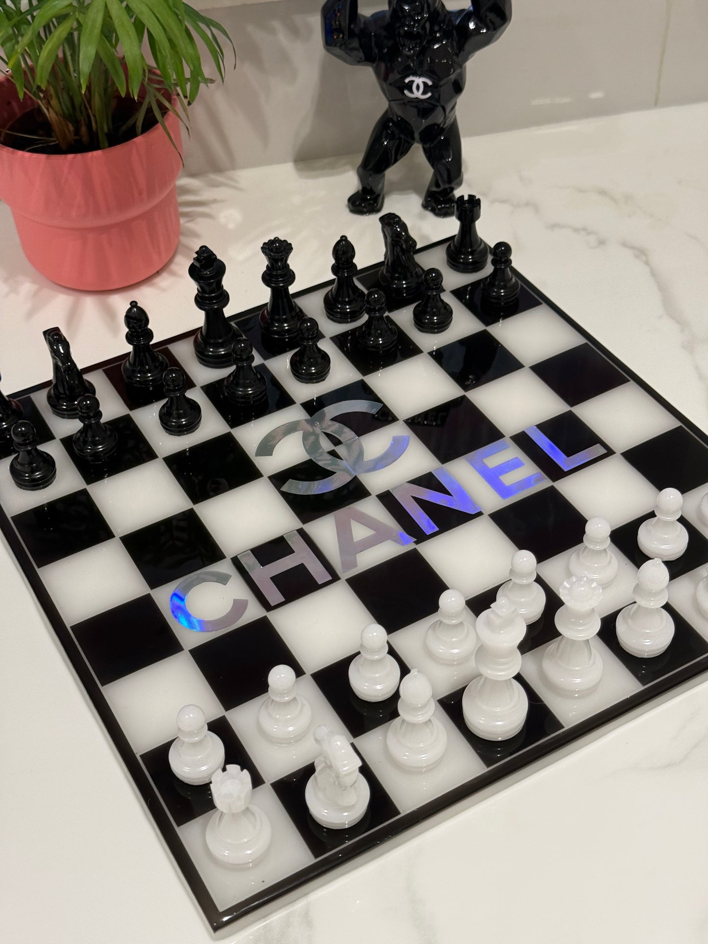 Chess Board Set Chanel Game white and black