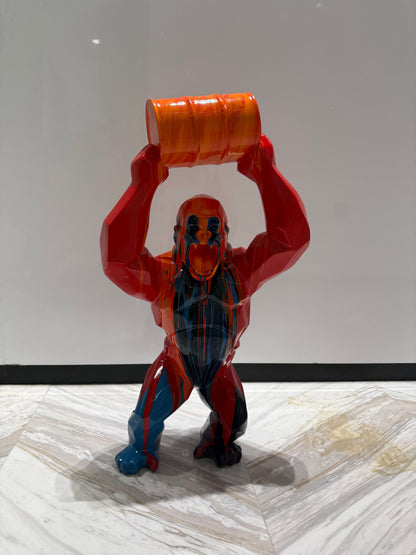 Red Gorilla Sculpture colorful