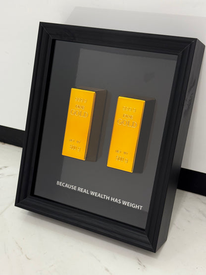 Because Real Wealth Has Weight – Gold Bar Shadow Box Frame