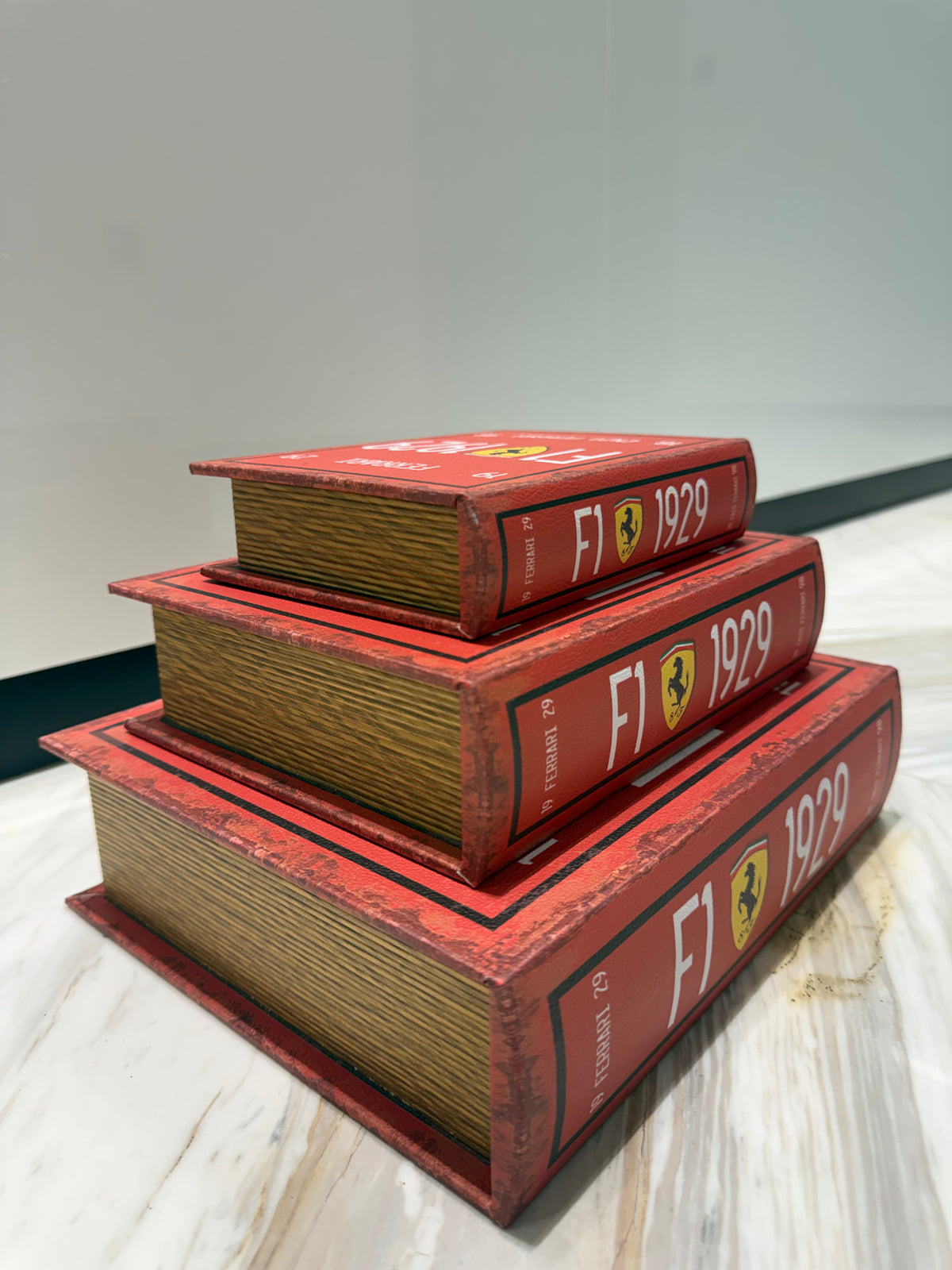 Vintage Racing-Inspired Hidden Storage 3-pieces Book set