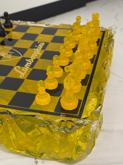 Chess Board Set Lamborghini yellow and black
