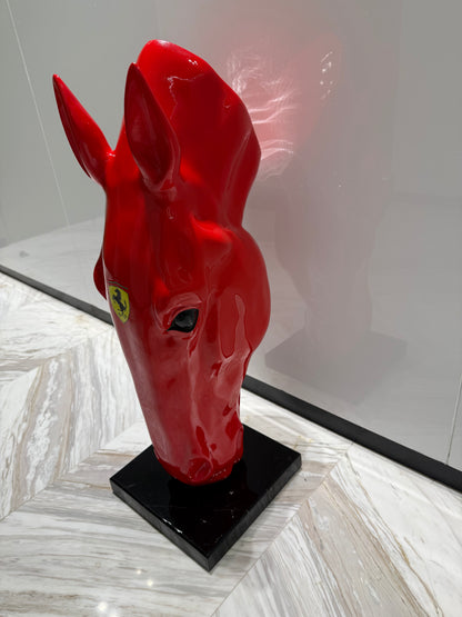 Red Ferrari horse Sculpture - Signature Edition