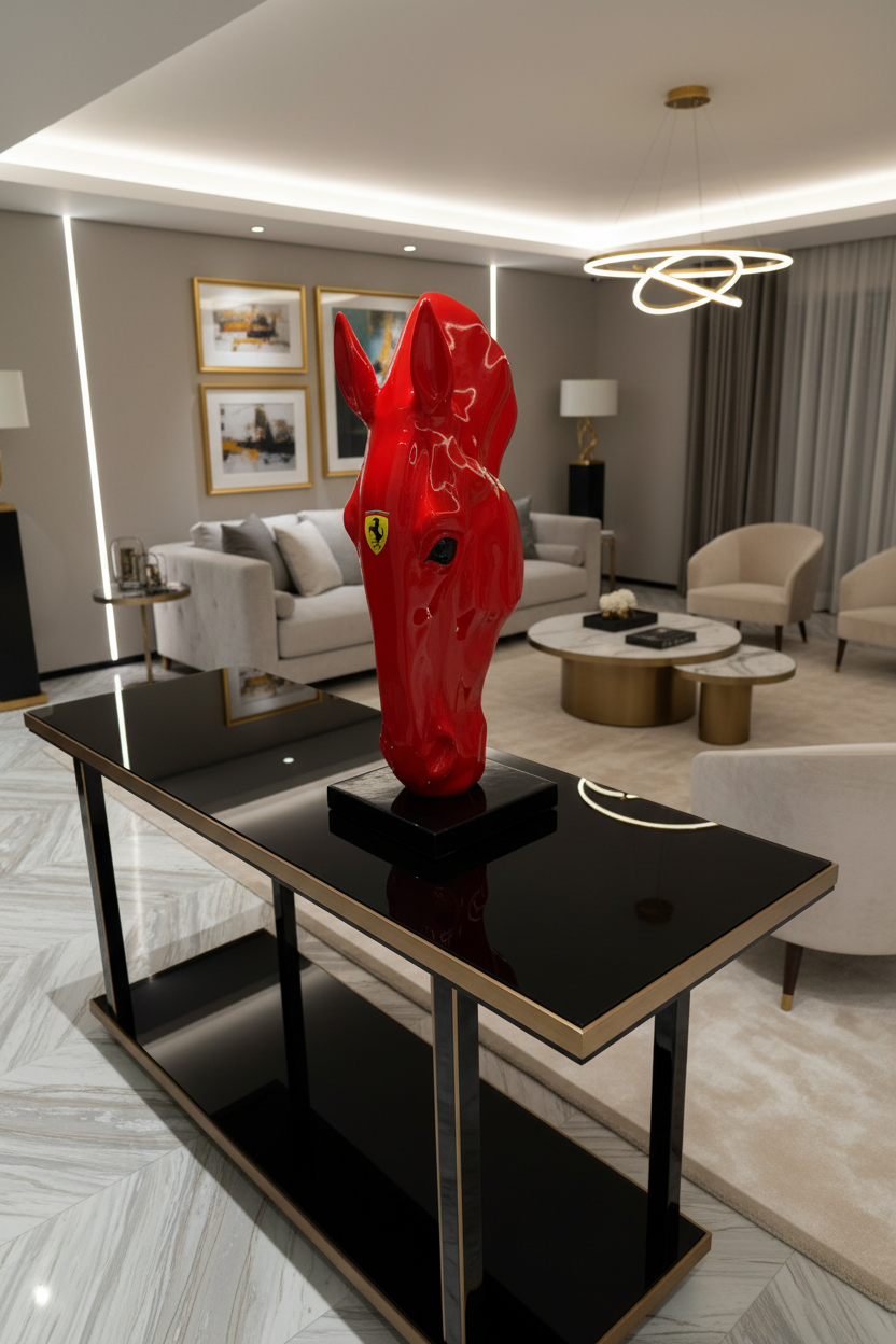 Red Ferrari horse Sculpture - Signature Edition