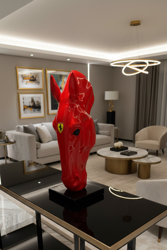 Red Ferrari horse Sculpture - Signature Edition