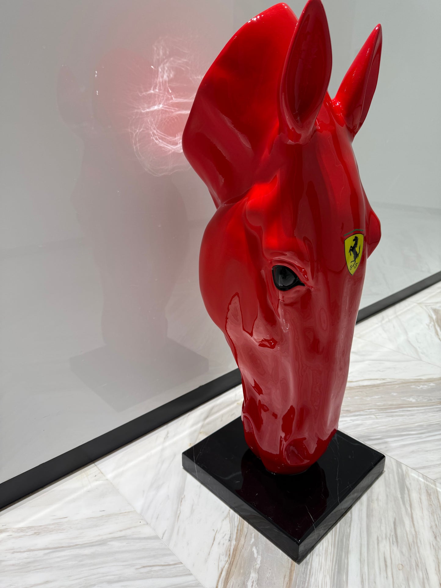 Red Ferrari horse Sculpture - Signature Edition