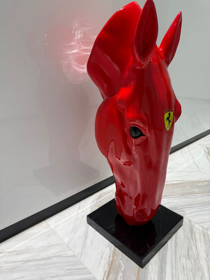 Red Ferrari horse Sculpture - Signature Edition