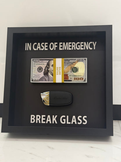 In Case of Emergency Box Frame – Lamborghini Key & Luxury Cash Stack