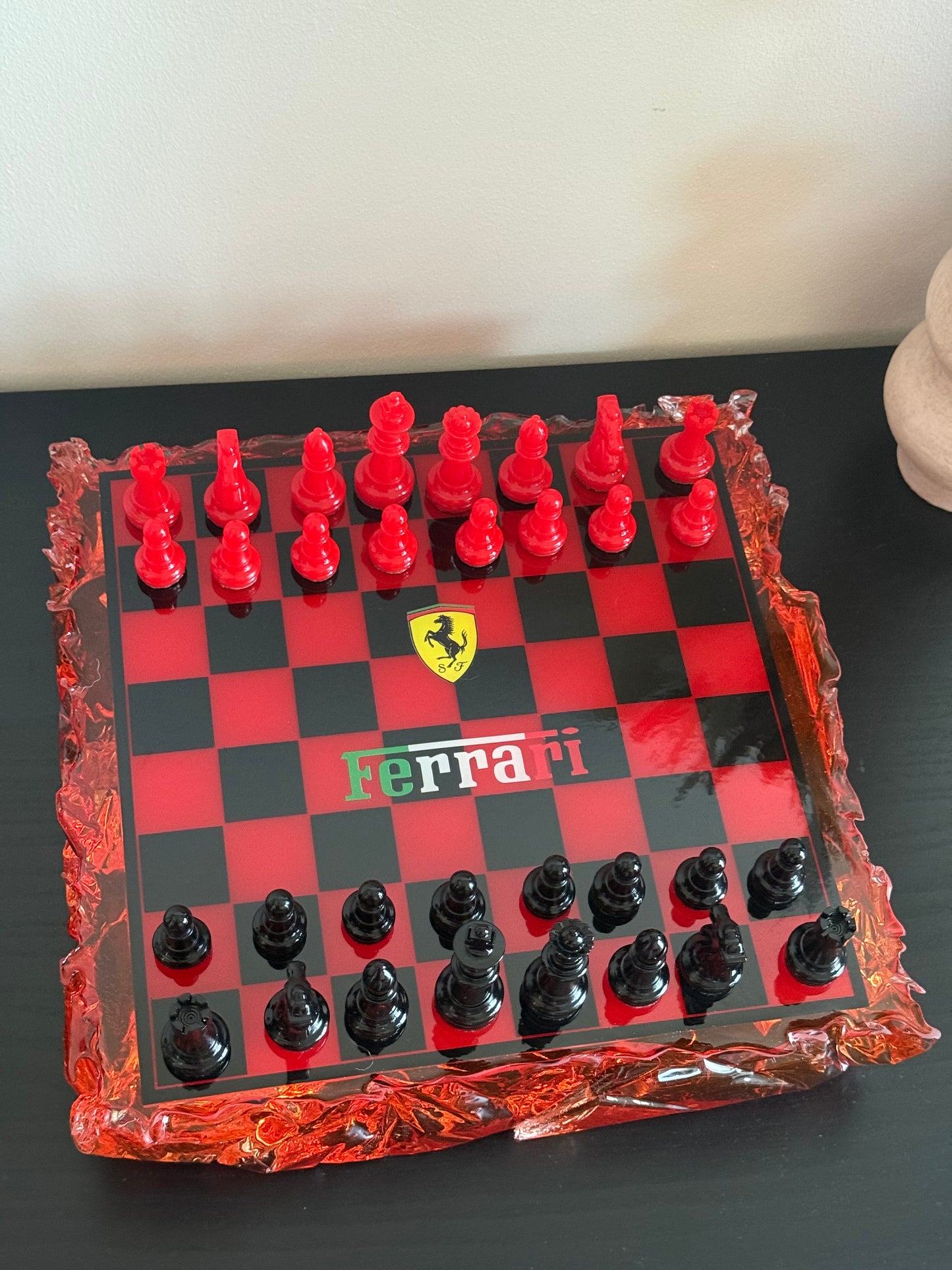 Chess Board Set Ferrari inspired red and black