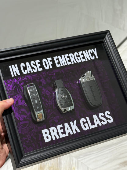 In Case of Emergency – Break Glass Luxury Supercar Key Frame Box