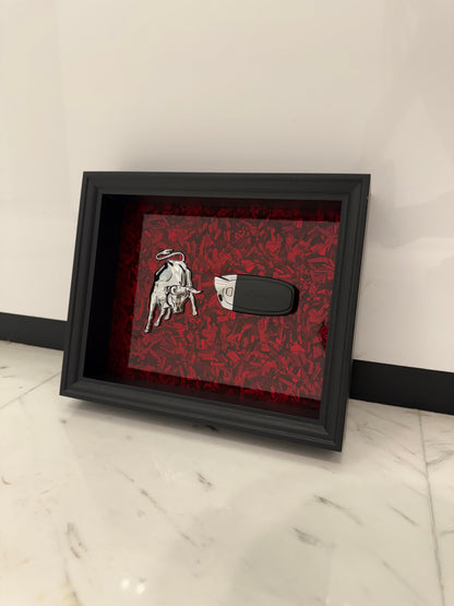 Bull & Key Shadow Box Frame – Luxury Automotive Inspired Wall Art