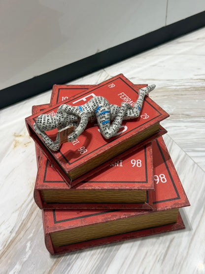 Figure with vintage Racing-Inspired Hidden Storage 3-pieces Book set