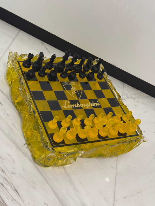 Chess Board Set Lamborghini yellow and black