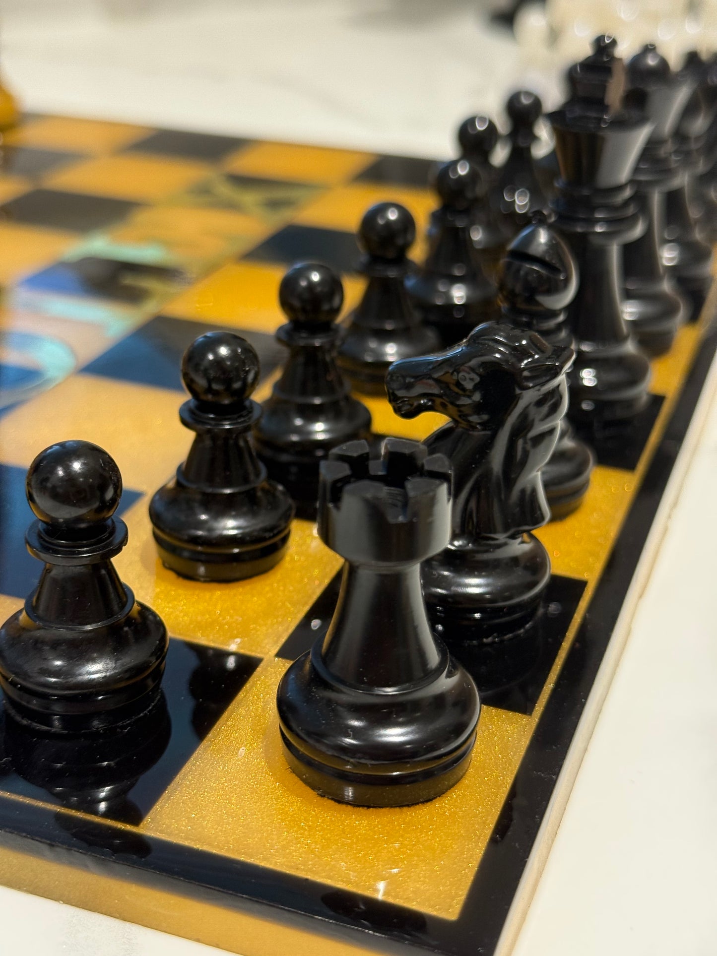Chess Board Set Rolex Game gold and black