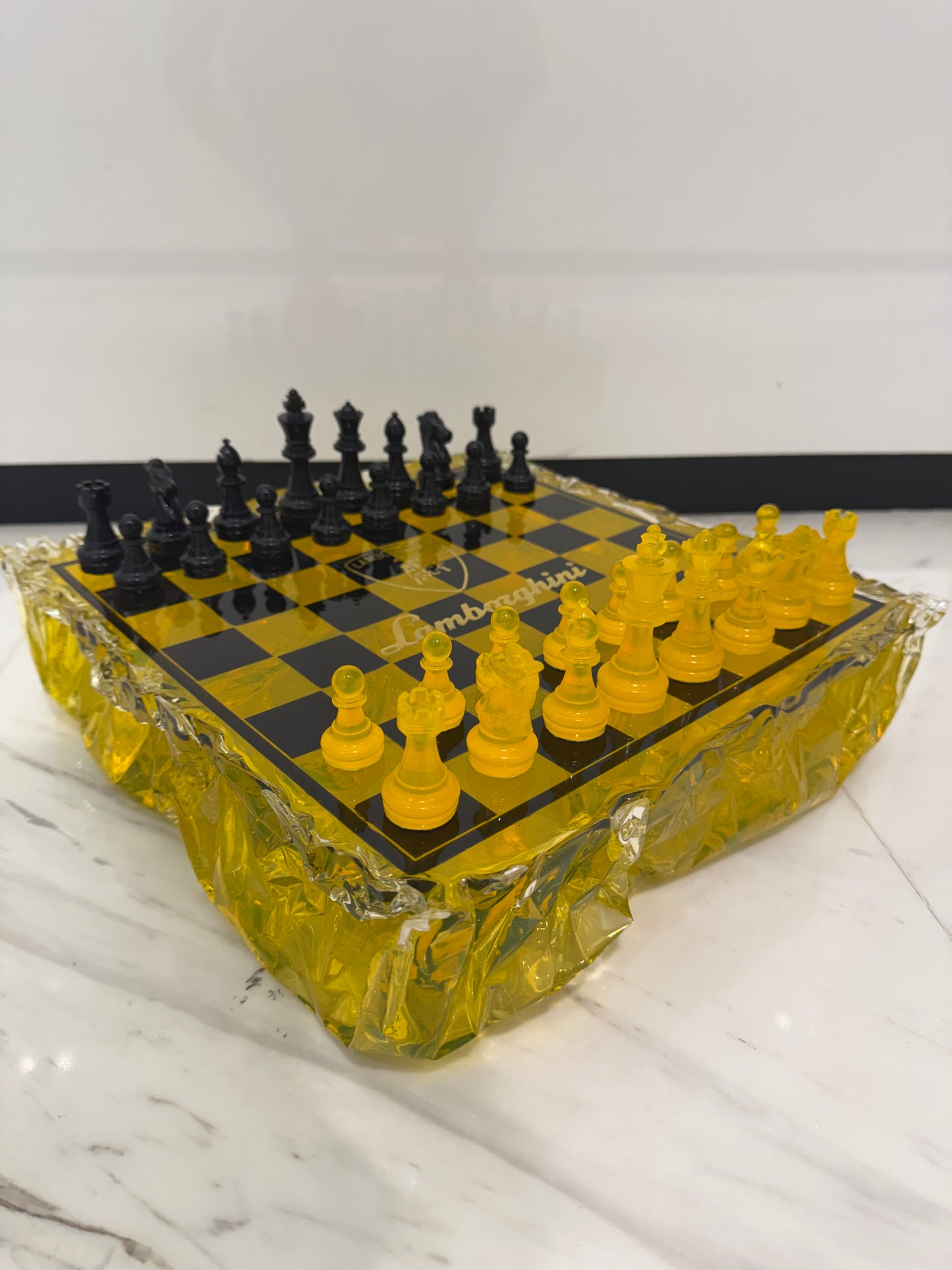 Chess Board Set Lamborghini yellow and black