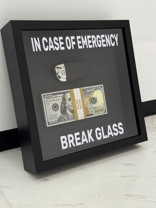In Case of Emergency Box Frame – Lamborghini Key & Luxury Cash Stack