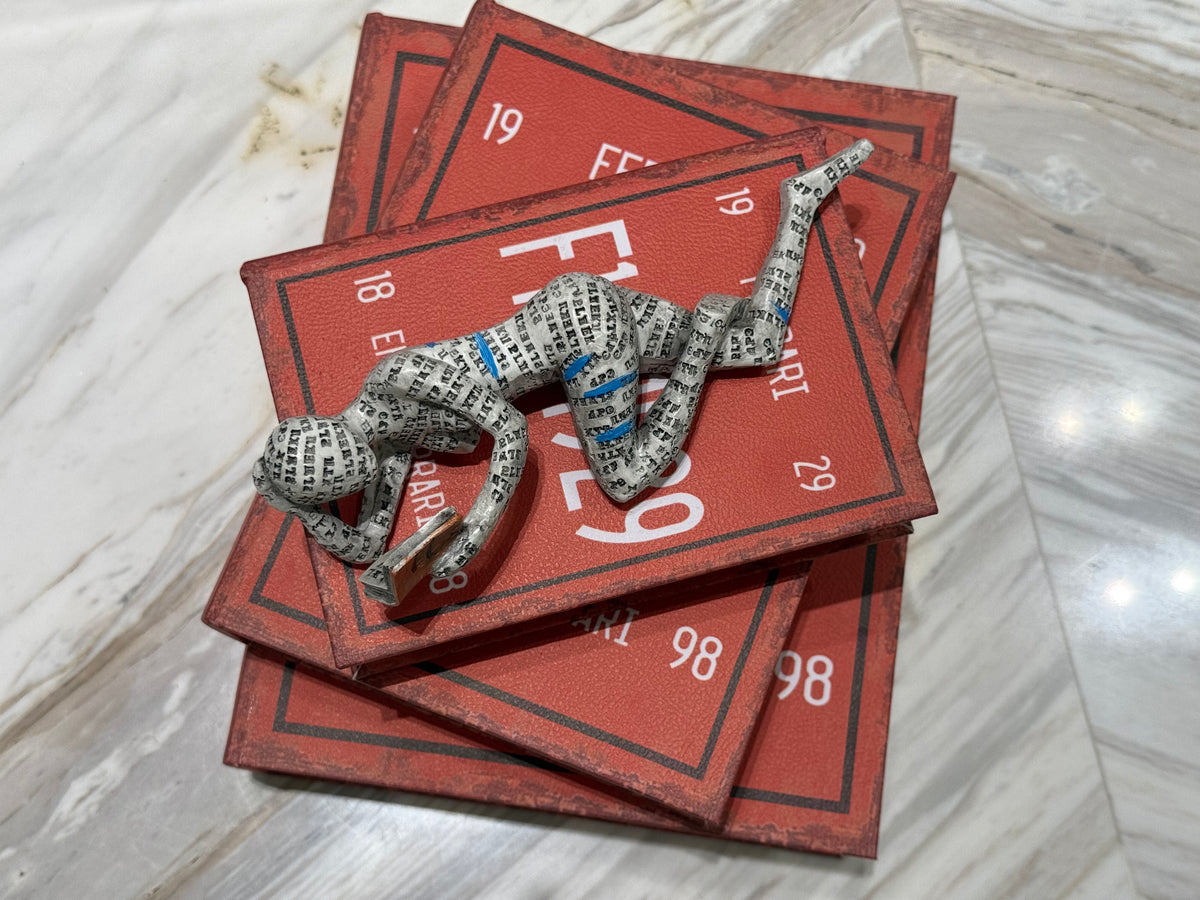 Figure with vintage Racing-Inspired Hidden Storage 3-pieces Book set
