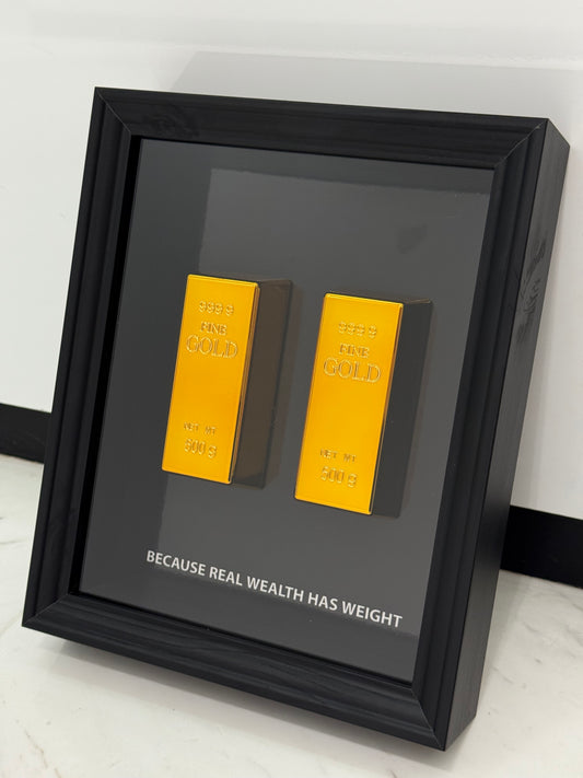 Because Real Wealth Has Weight – Gold Bar Shadow Box Frame