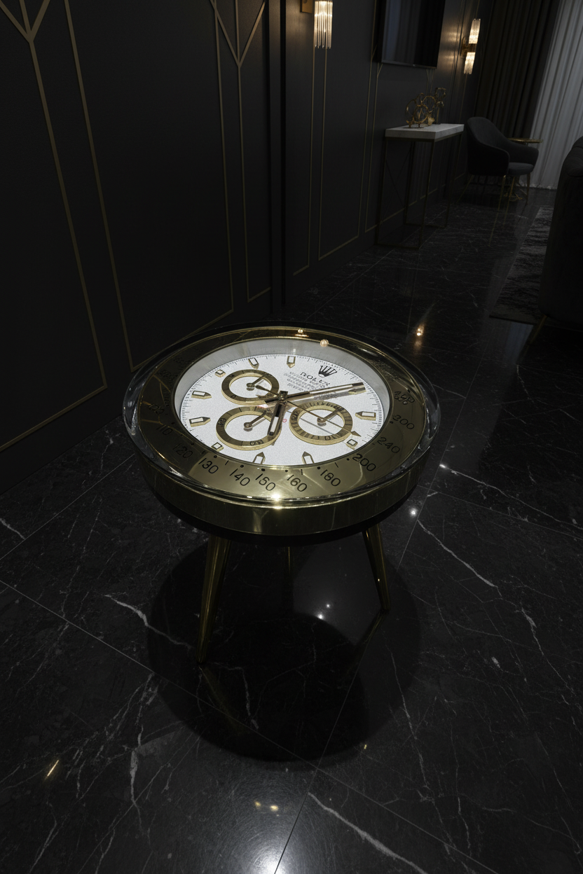Handmade Luxury Timepiece-Inspired Round Side Table