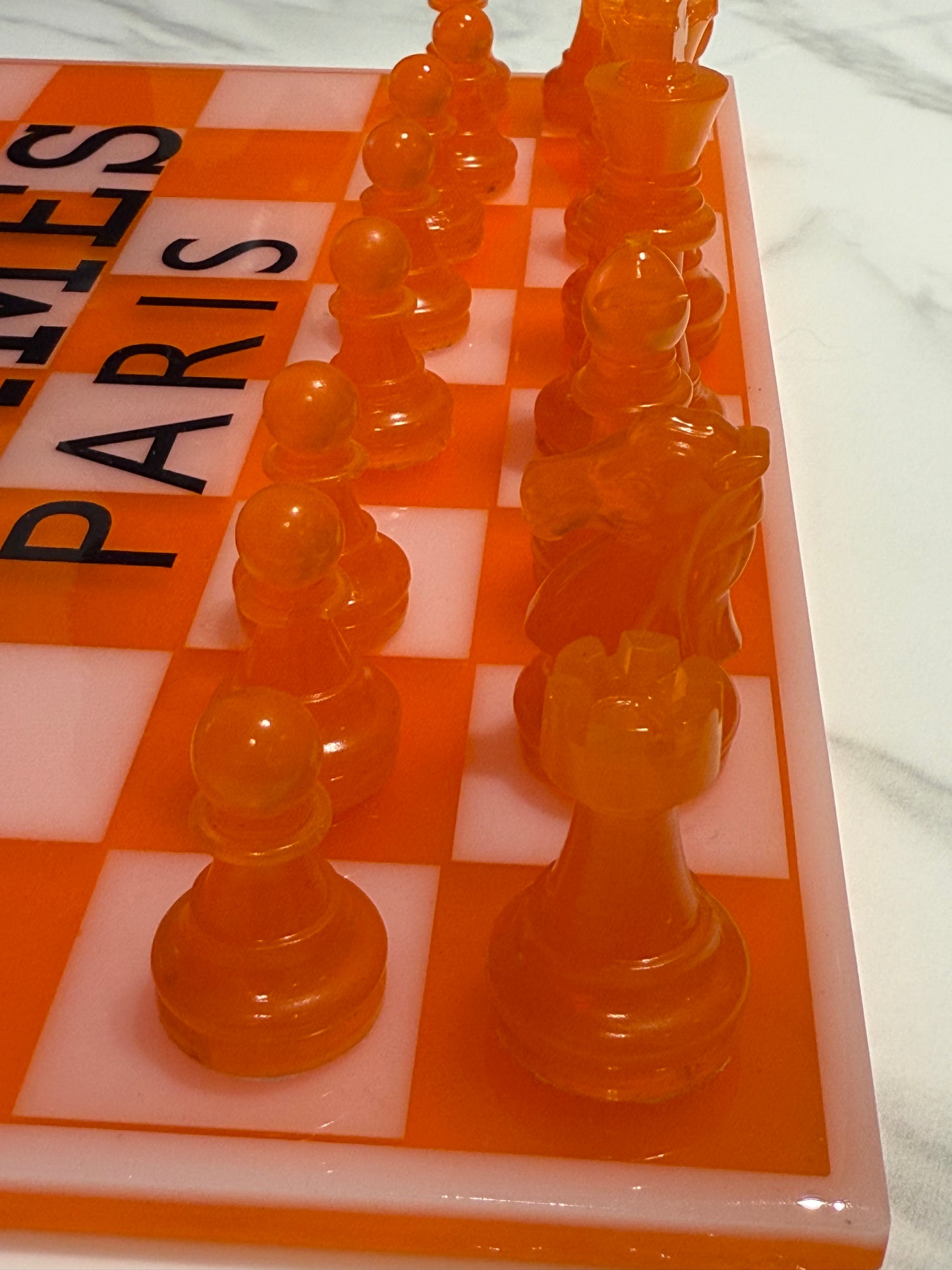 Chess Board Set Hermes Game light Orange and black
