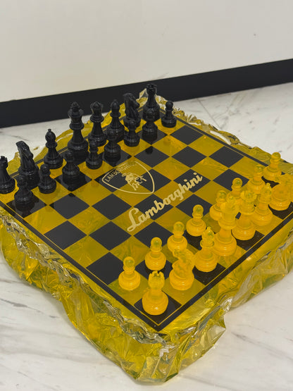 Chess Board Set Lamborghini yellow and black