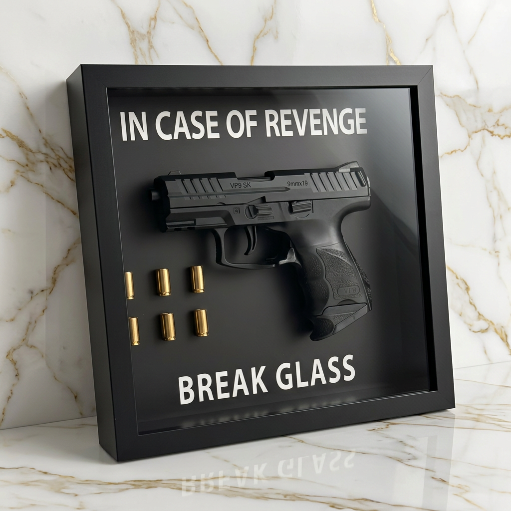 In Case of Revenge Break Glass Gun replica Box Frame