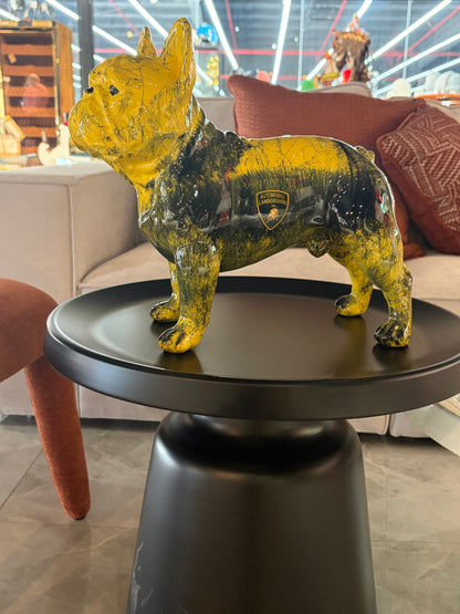 Yellow Lamborghini inspired Dog Sculpture with Designer Accents