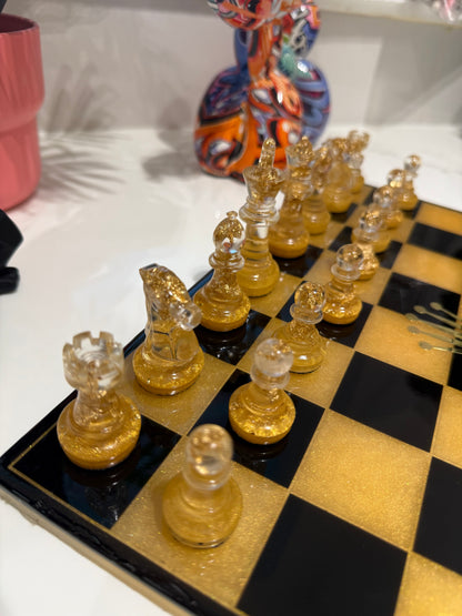 Chess Board Set Rolex Game gold and black