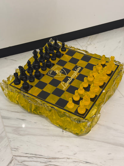 Chess Board Set Lamborghini yellow and black