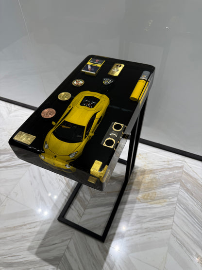 Lamborghini yellow Square Side Table