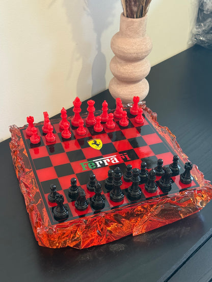 Chess Board Set Ferrari inspired red and black