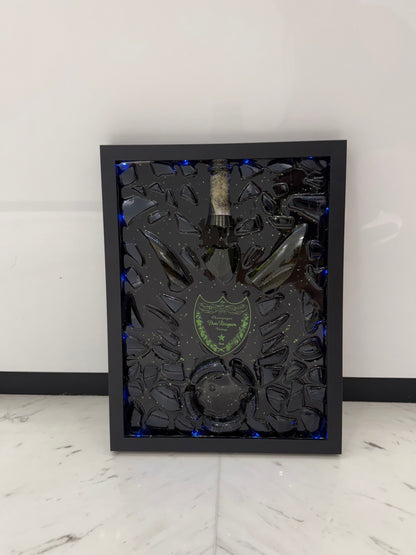 Dom Perignon Champagne with LED Light Broken Bottle Art Frame