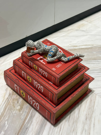 Figure with vintage Racing-Inspired Hidden Storage 3-pieces Book set