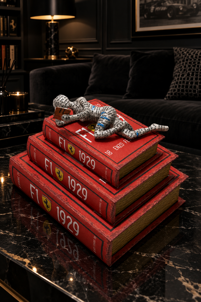 Figure with vintage Racing-Inspired Hidden Storage 3-pieces Book set