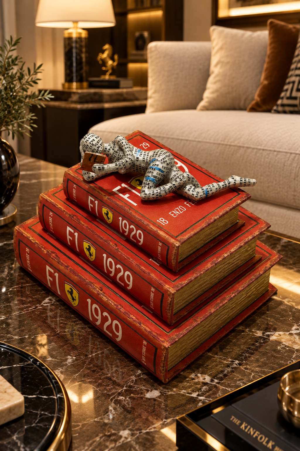 Figure with vintage Racing-Inspired Hidden Storage 3-pieces Book set