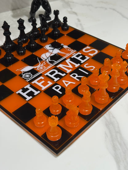 Chess Board Set Hermes Game Orange and black