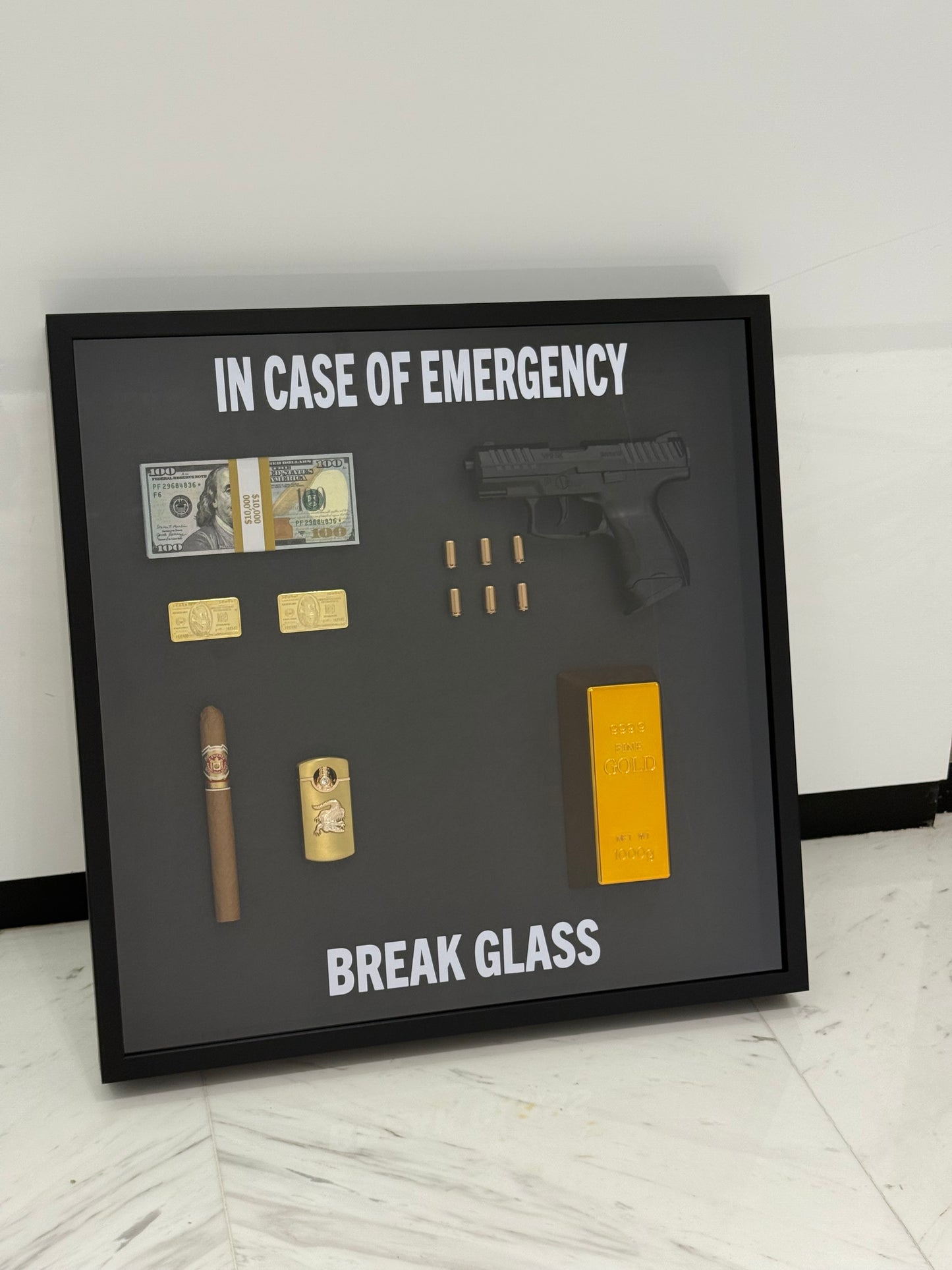 In Case of Emergency Luxury Shadow Box Frame – The Ultimate Statement Piece