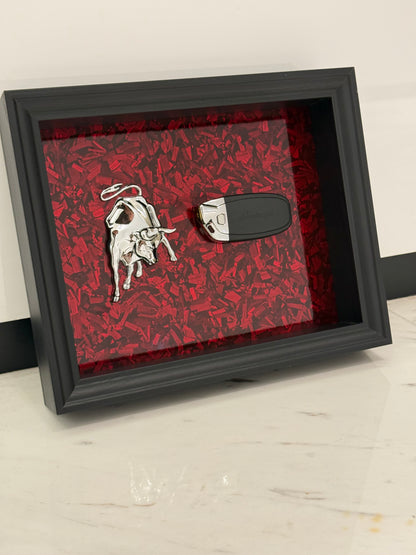 Bull & Key Shadow Box Frame – Luxury Automotive Inspired Wall Art