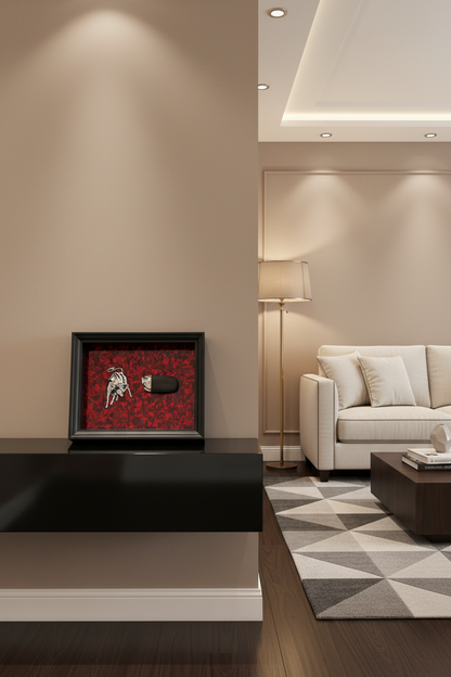 Bull & Key Shadow Box Frame – Luxury Automotive Inspired Wall Art