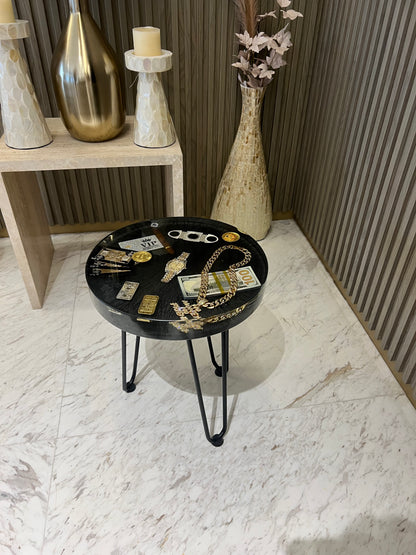 Dollar und Gold Beistelltisch Schwarz