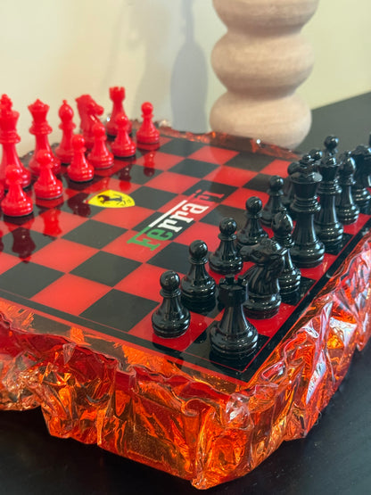 Chess Board Set Ferrari inspired red and black