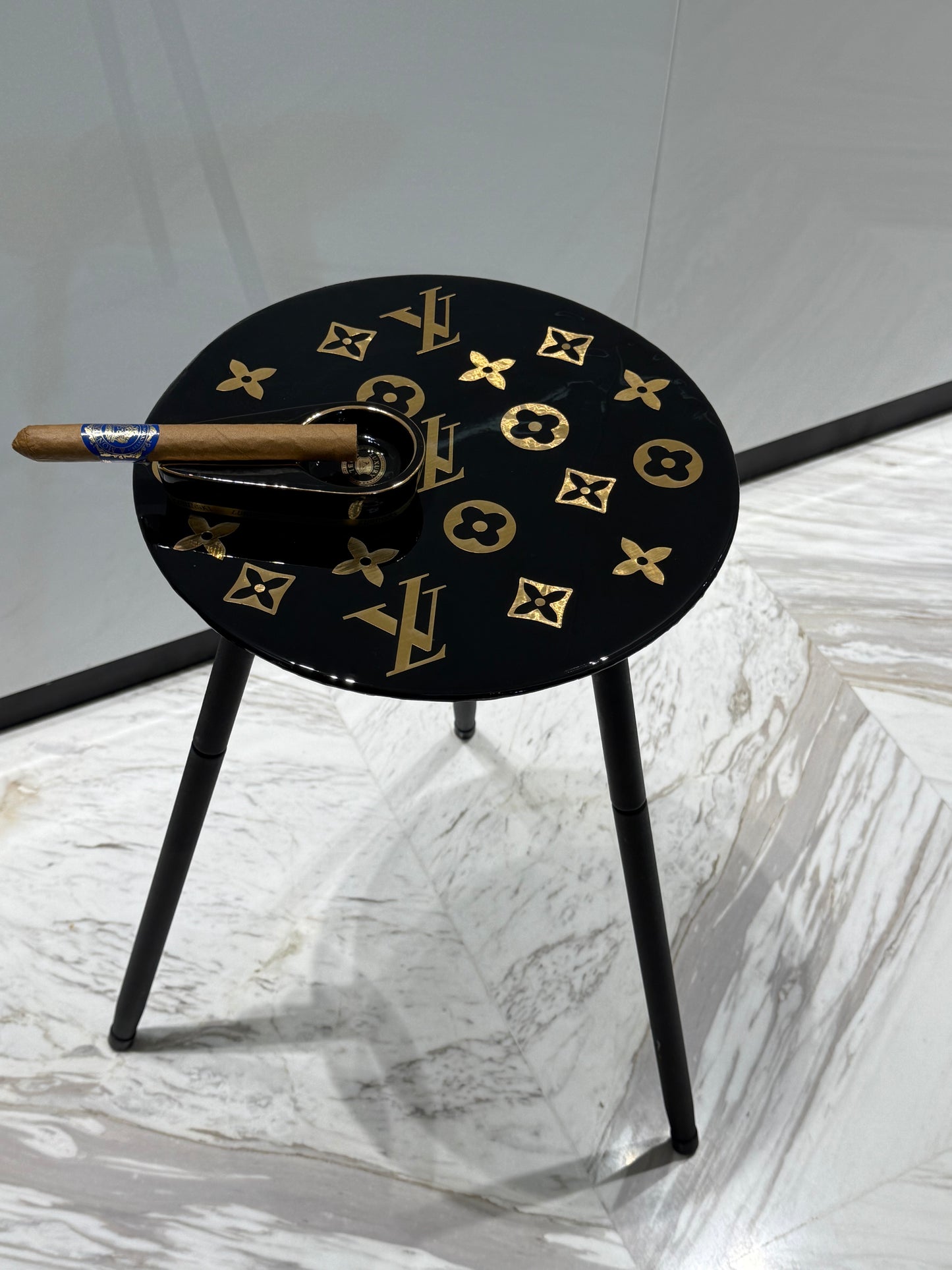 LV Louis Vuitton Side Table Black small