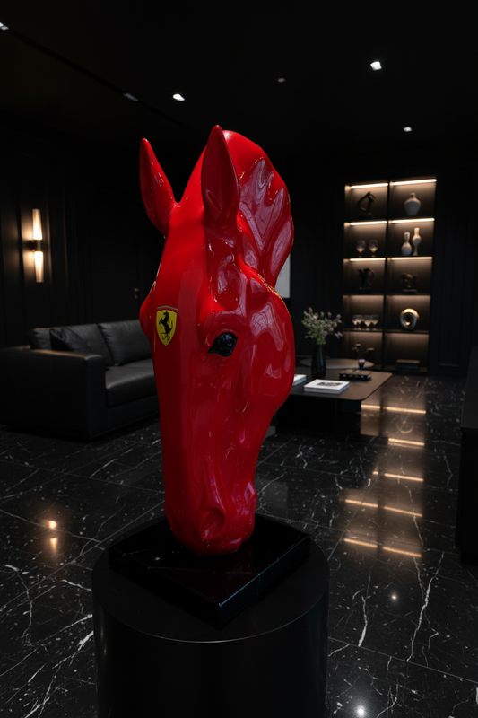 Red Ferrari horse Sculpture - Signature Edition
