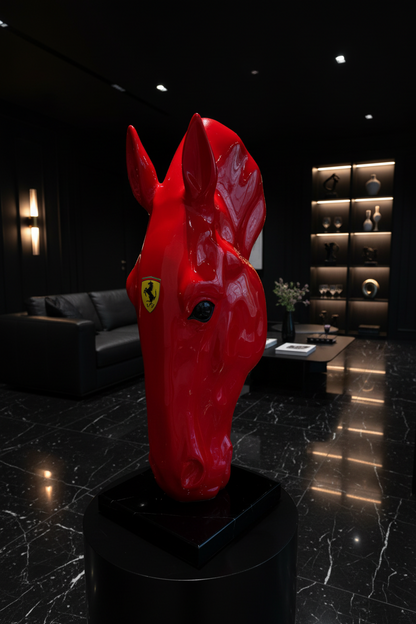Red Ferrari horse Sculpture - Signature Edition