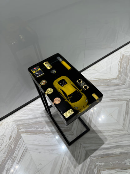 Lamborghini yellow Square Side Table