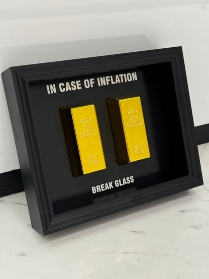 In Case of Inflation – Statement Box Frame with Two 500g Bars
