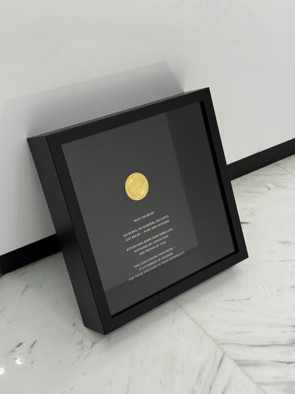 Built on Belief – Golden Bitcoin Box Frame